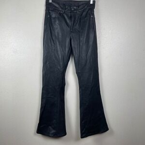American Eagle Black Faux Leather Super Hi-Rise‎ Flare Pants Womens 6 Regular